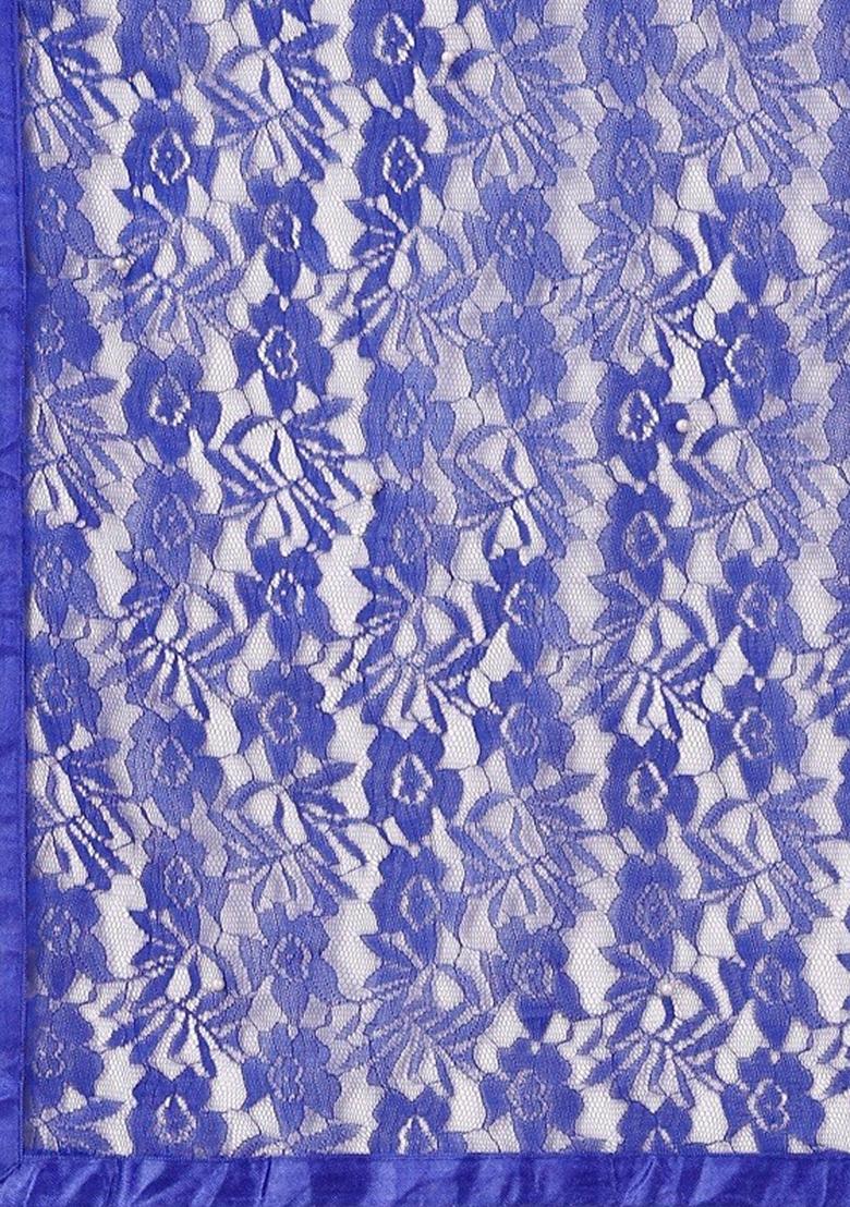 Royal Blue Weaving Net Saree Set