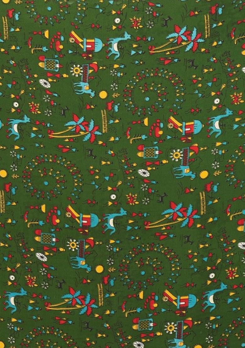 Bottle Green Digital Print Georgette Saree Set