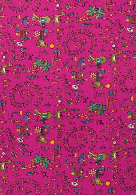 Rani Pink Digital Print Georgette Saree Set