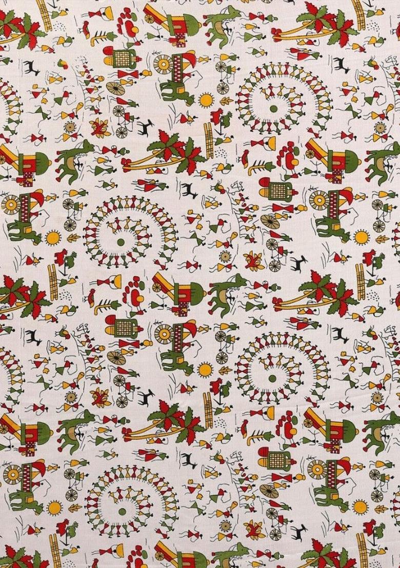 White Digital Print Georgette Saree Set