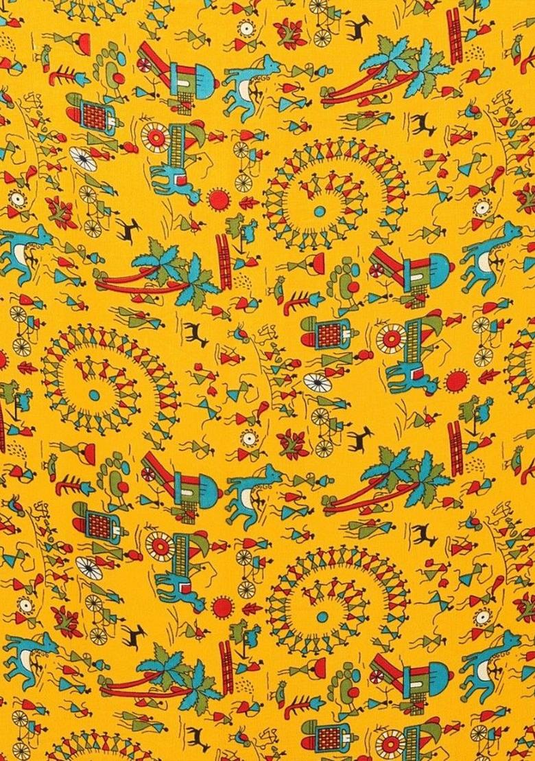 Yellow Digital Print Georgette Saree Set