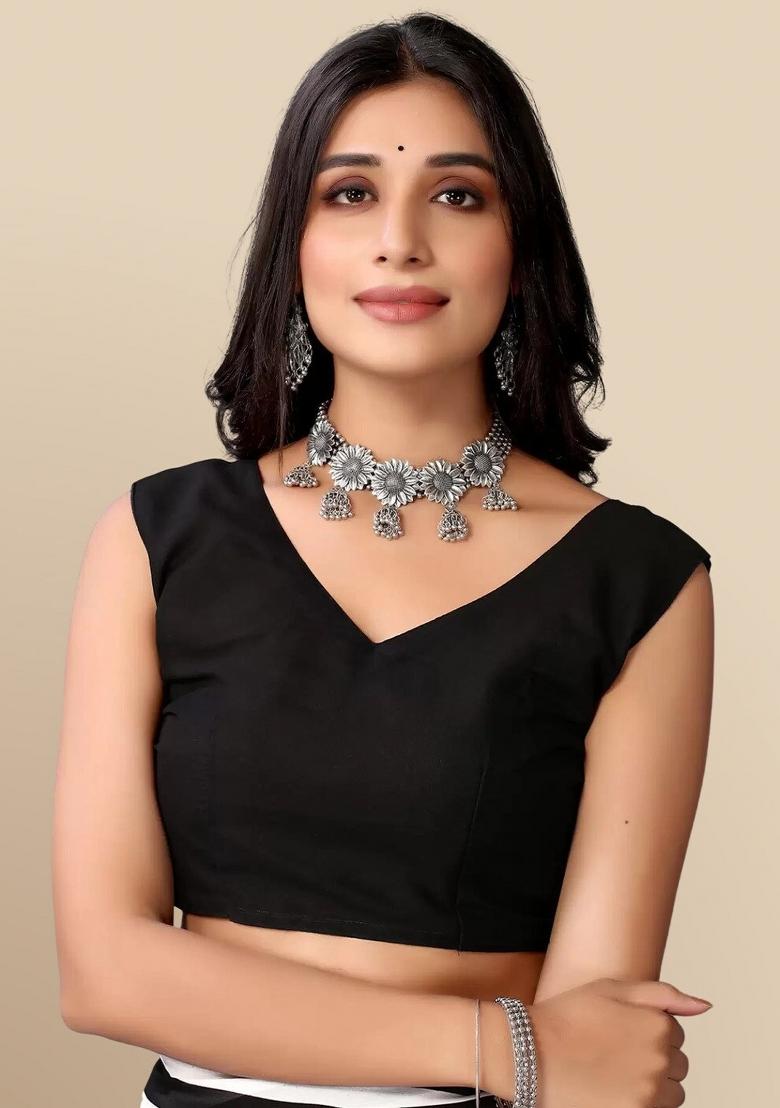 Black Digital Print Georgette Saree Set