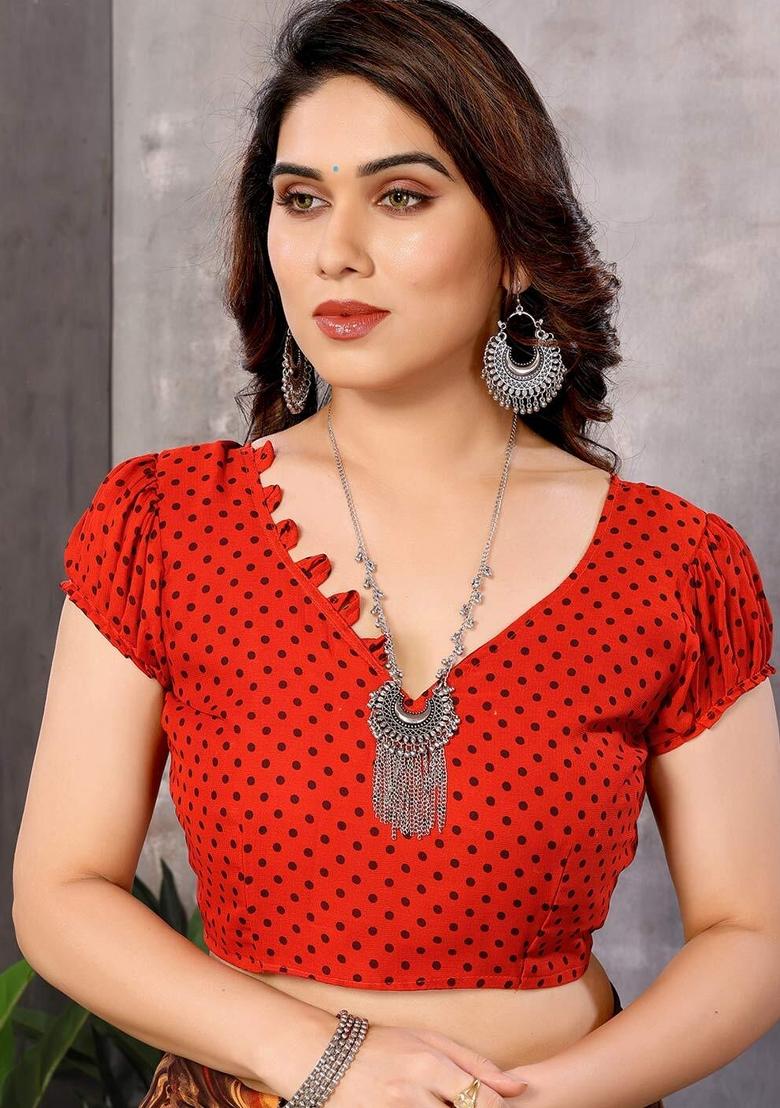 Brown Digital Print Georgette Saree Set