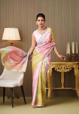 Multi Printed Chiffon Saree Set