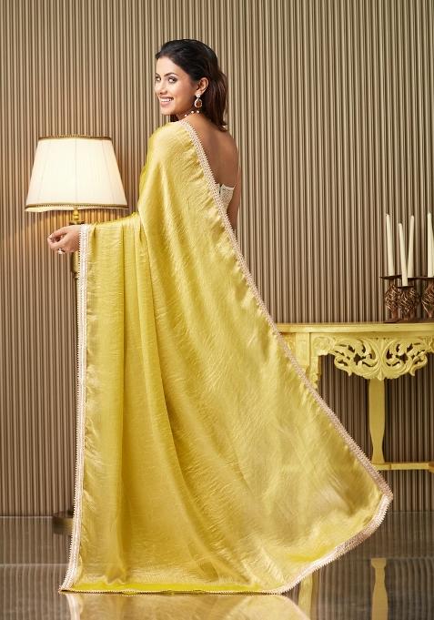 Gold Embellished Chiffon Saree Set