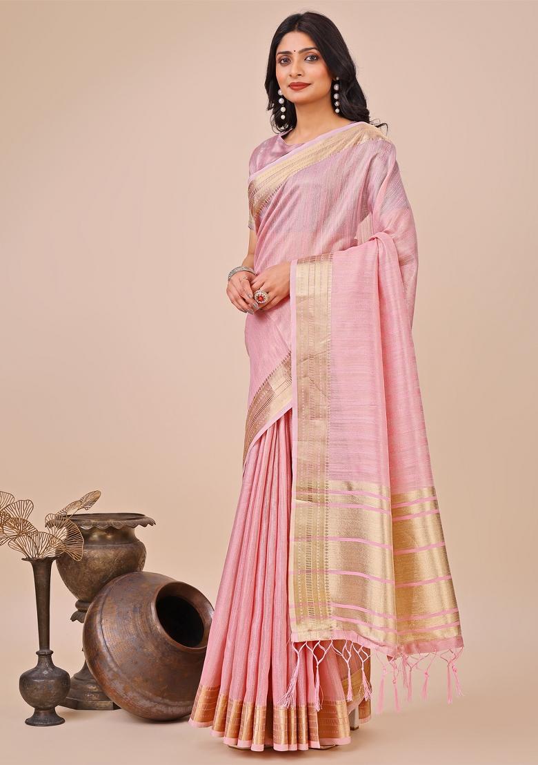 Pink Wevon Designer Organza Saree Set