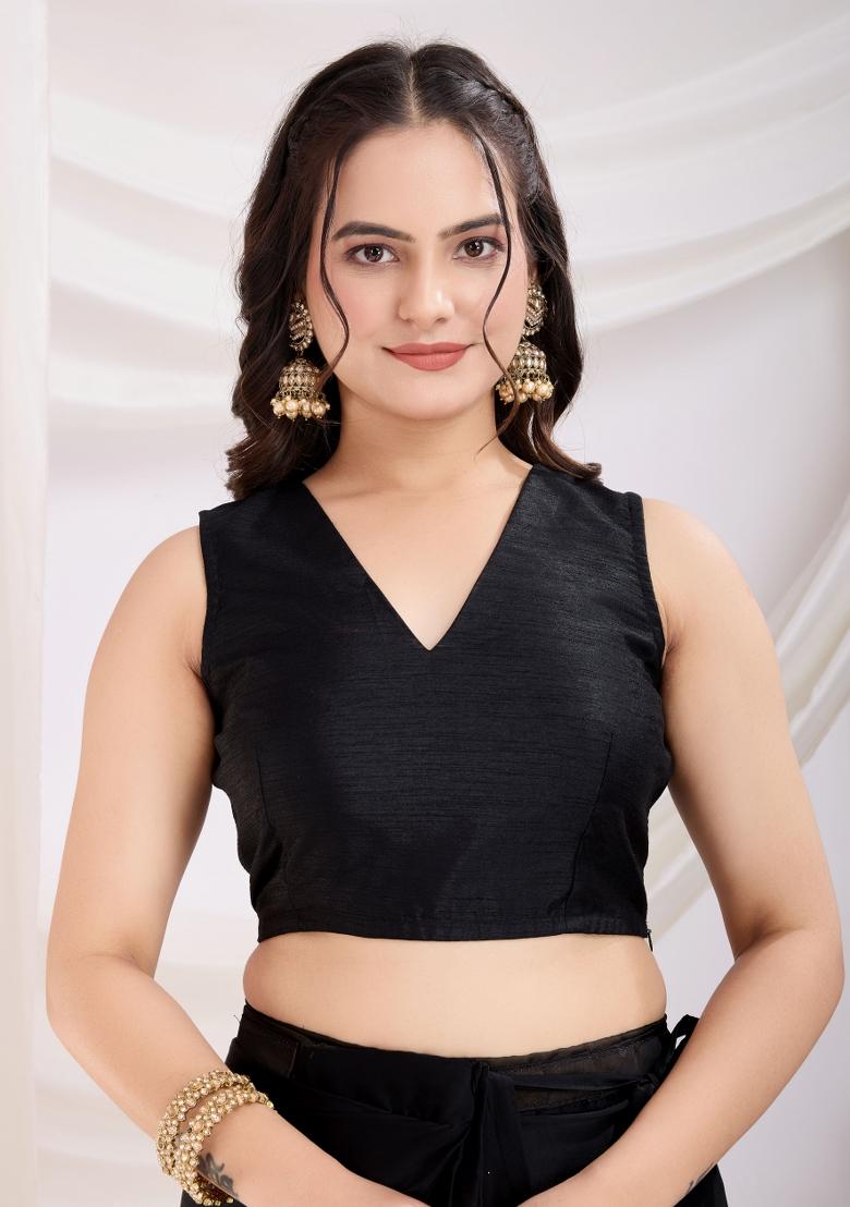 Black Diamond Work Rangoli Silk Pre Stitched Saree