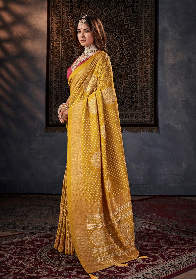 Red Printed Dolla Silk Saree