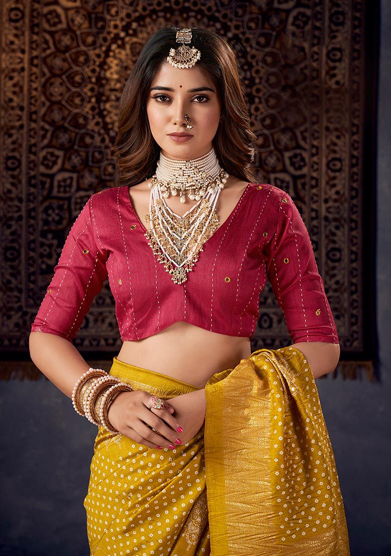 Red Printed Dolla Silk Saree