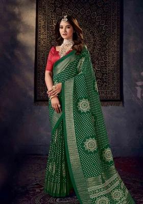 Mustard Printed Dolla Silk Saree