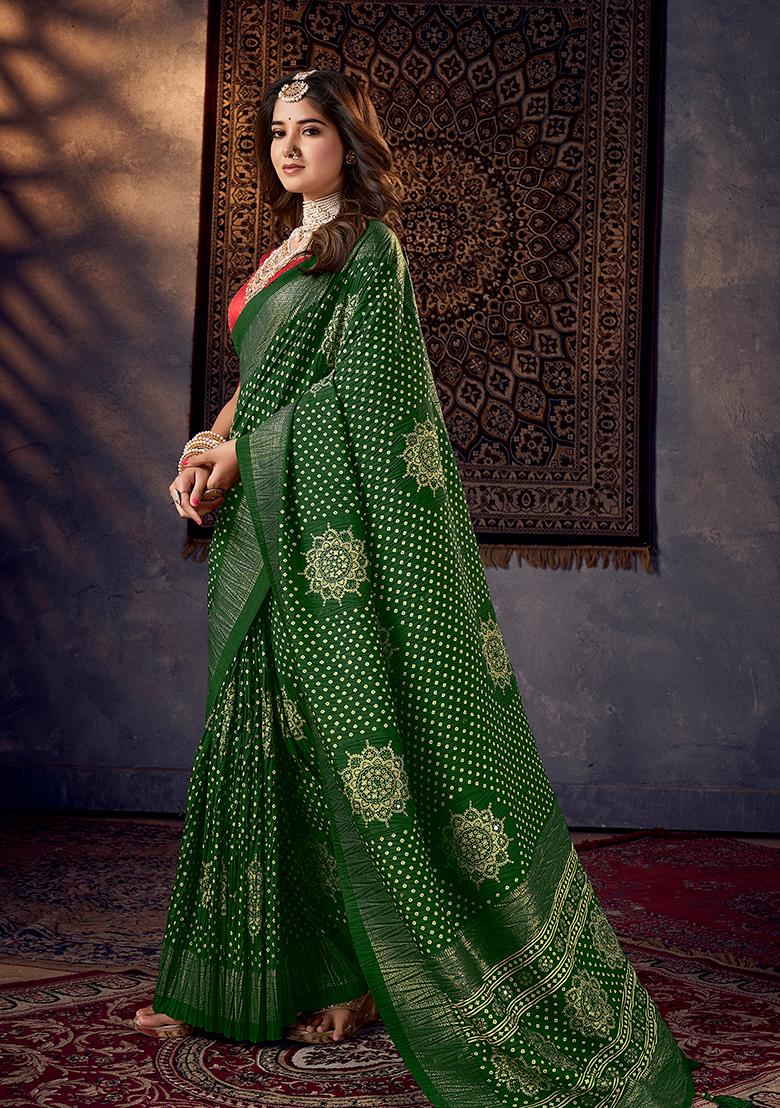 Mustard Printed Dolla Silk Saree