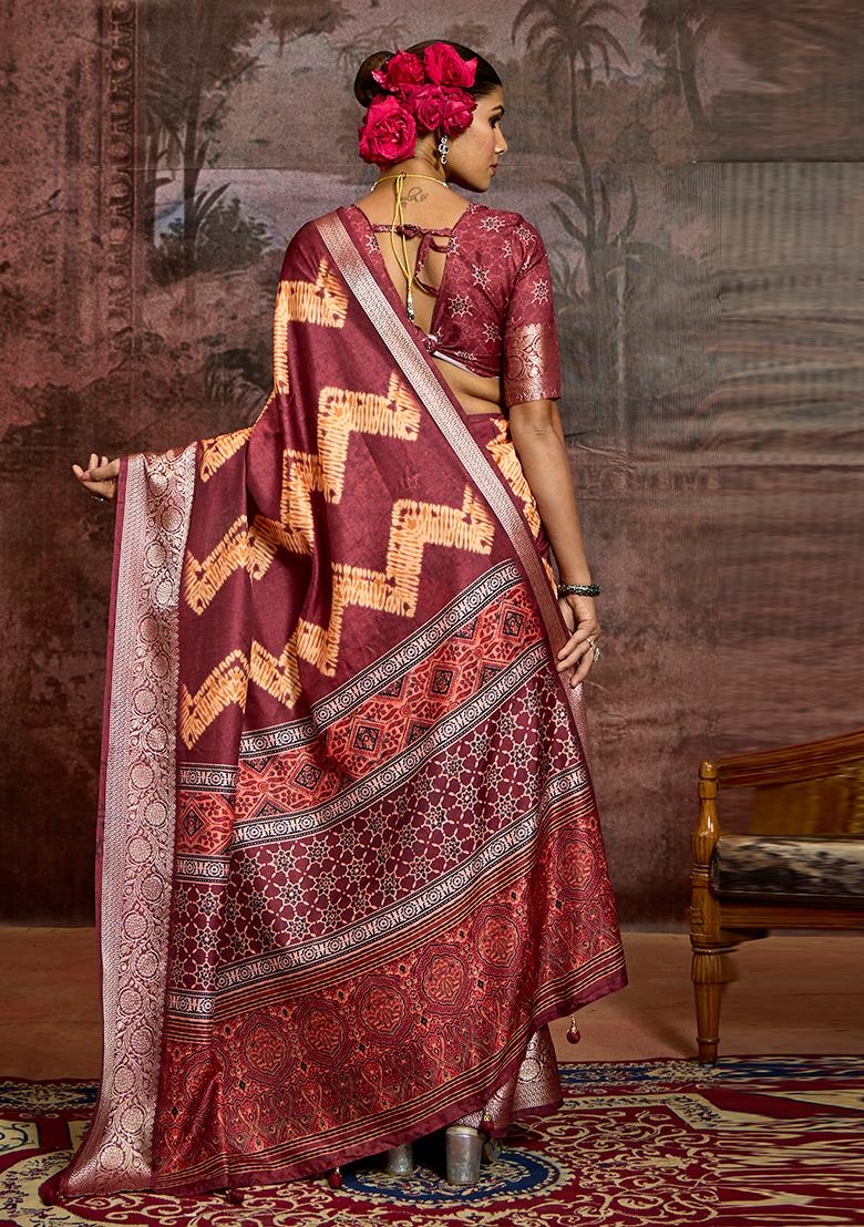 Maroon Jaquard Dolla Silk Saree