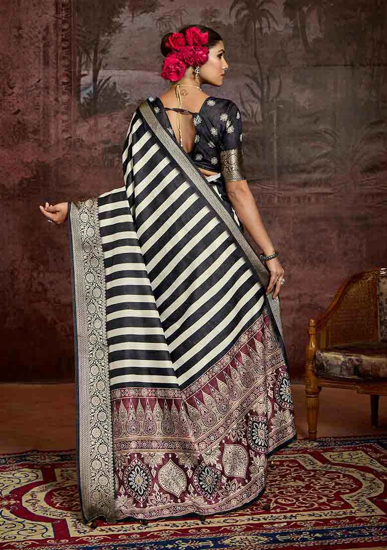 Black Jaquard Dolla Silk Saree