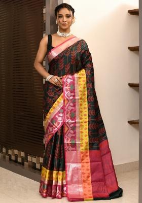 Multicolor Ikkat Kataan Silk Saree Set