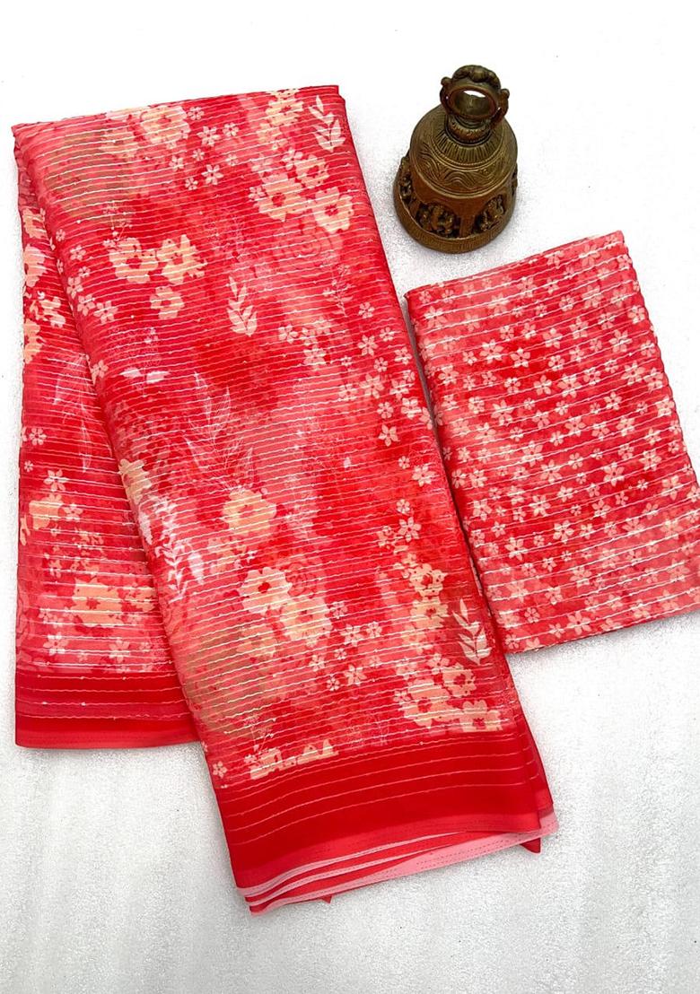 Pink Machine Georgette Saree Set