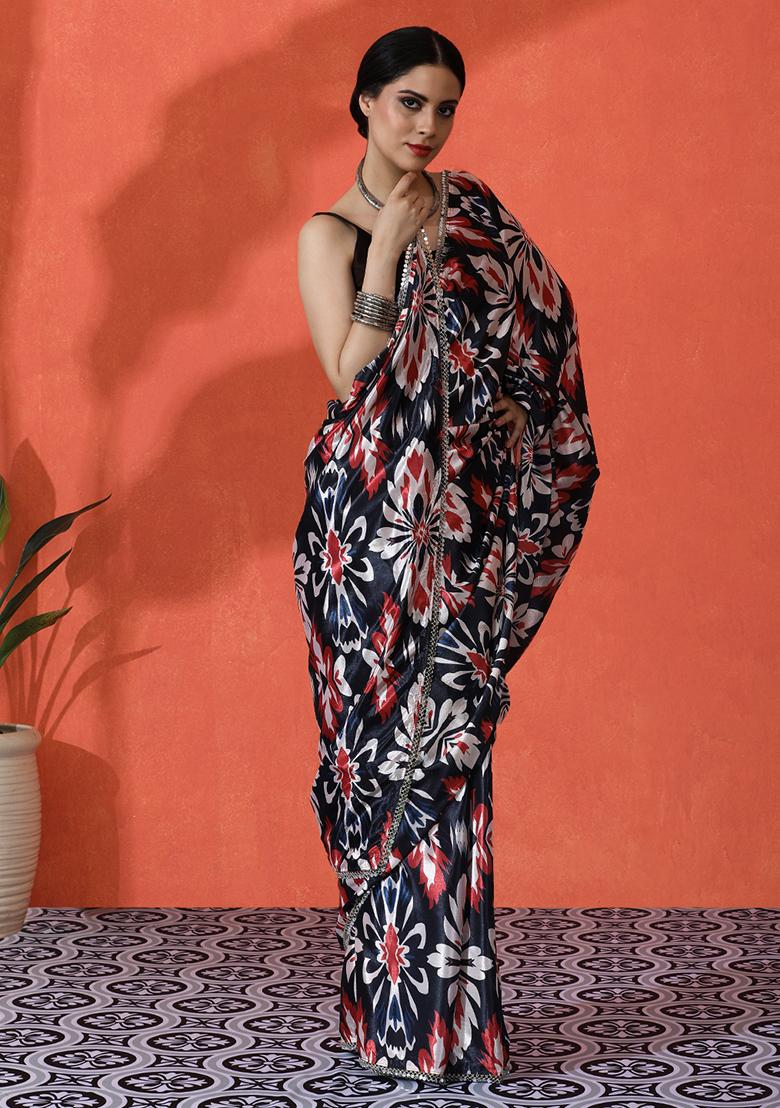 Multicolor Designer Digital Printed Chinon Saree Set