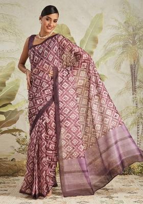 Wine Designer Digital Printed Chanderi Cotton Pre Stitched Saree