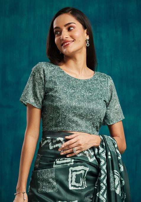 Olive Designer Digital Printed Muslin Pre Stitched Saree