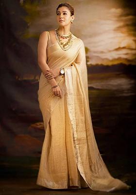 Golden Woven Art Silk Saree Set