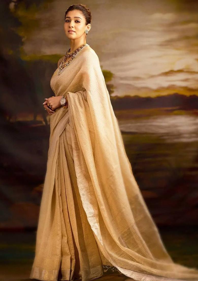 Golden Woven Art Silk Saree Set