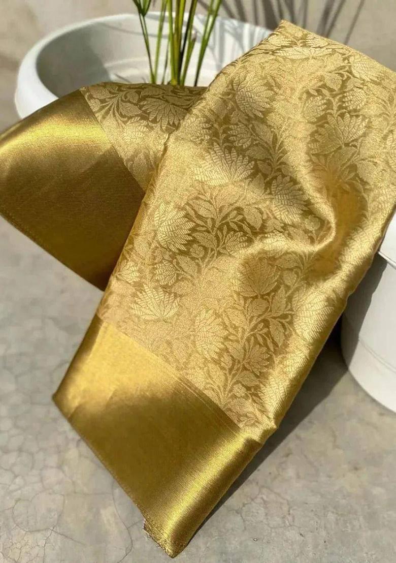 Golden Woven Art Silk Saree Set