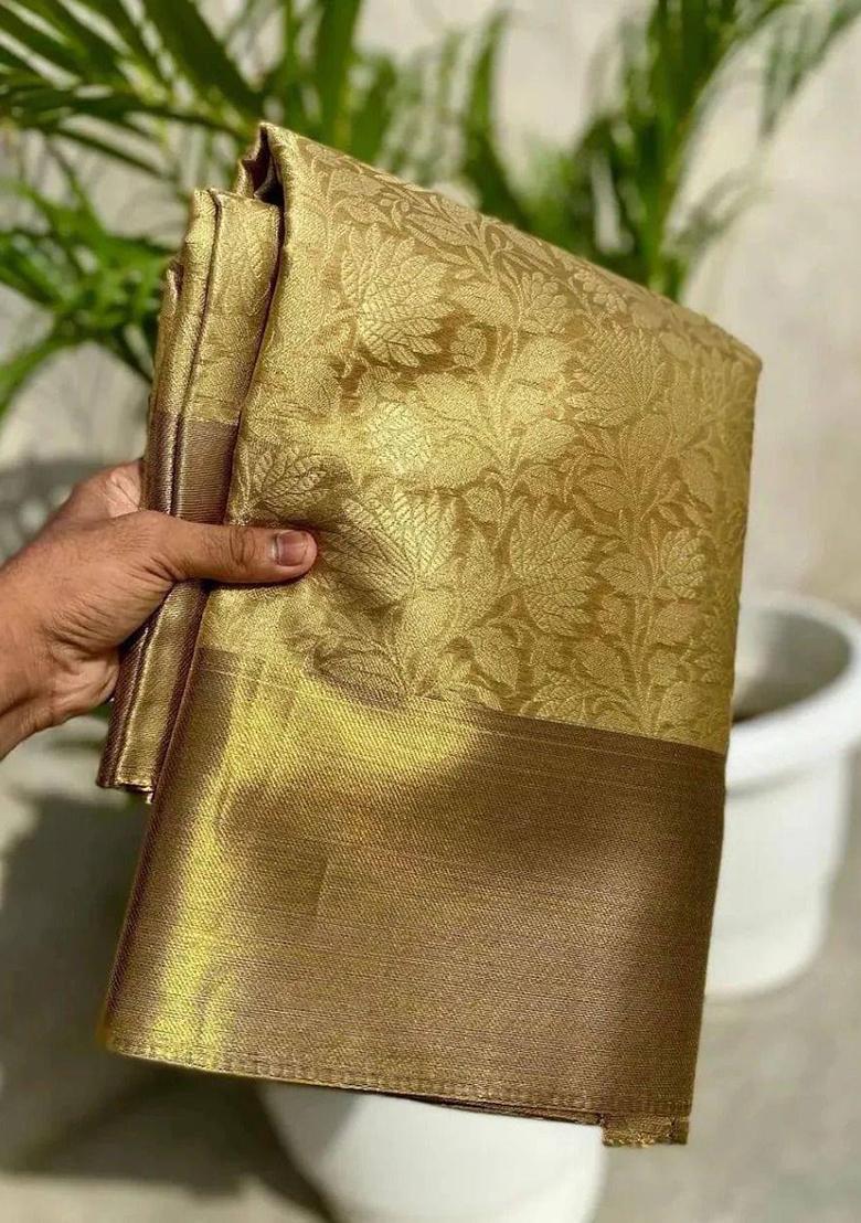 Golden Woven Art Silk Saree Set