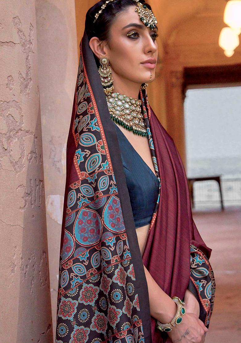 Red Printed Silk Saree