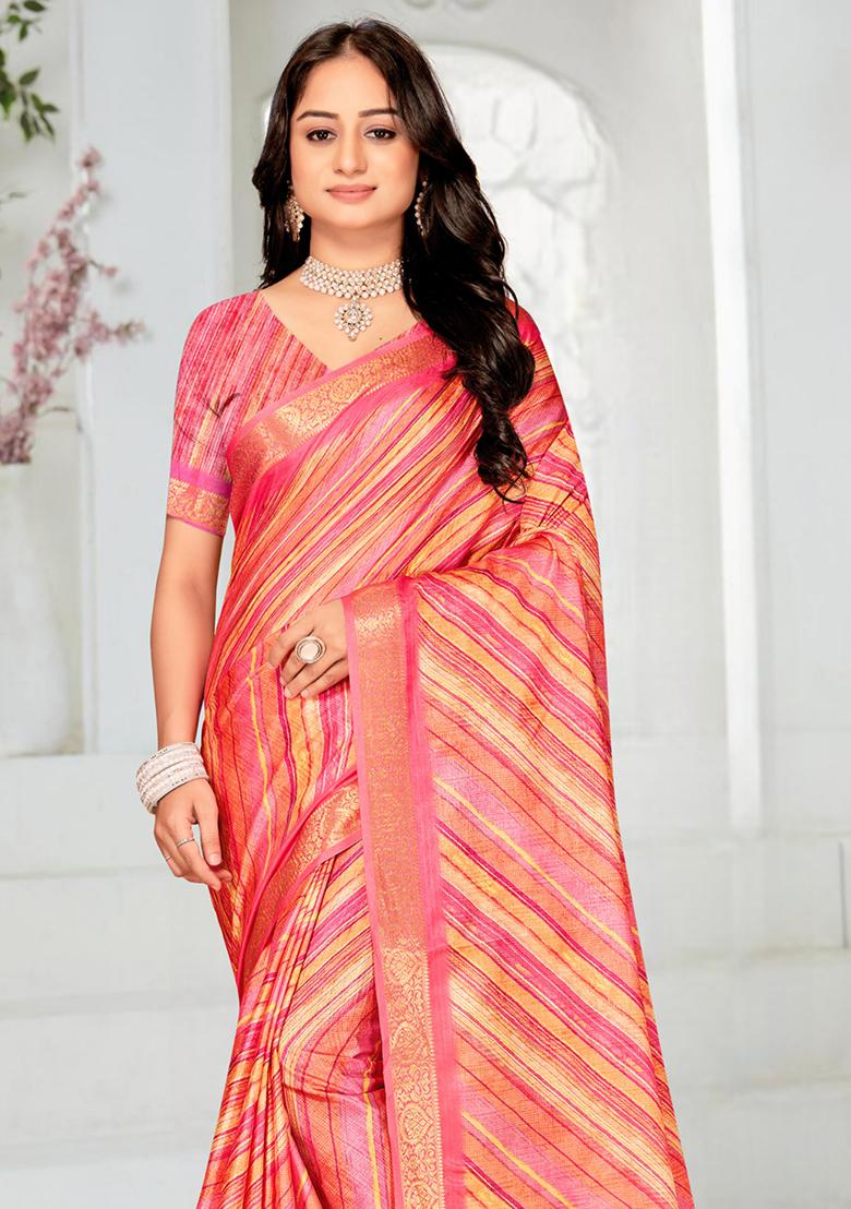 Multi Colour Printed Silk Saree