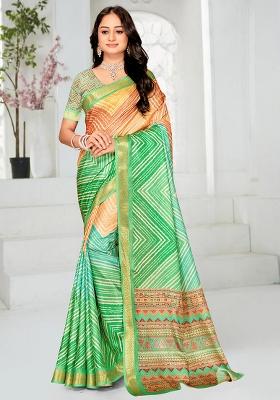 Multi Colour Printed Silk Saree