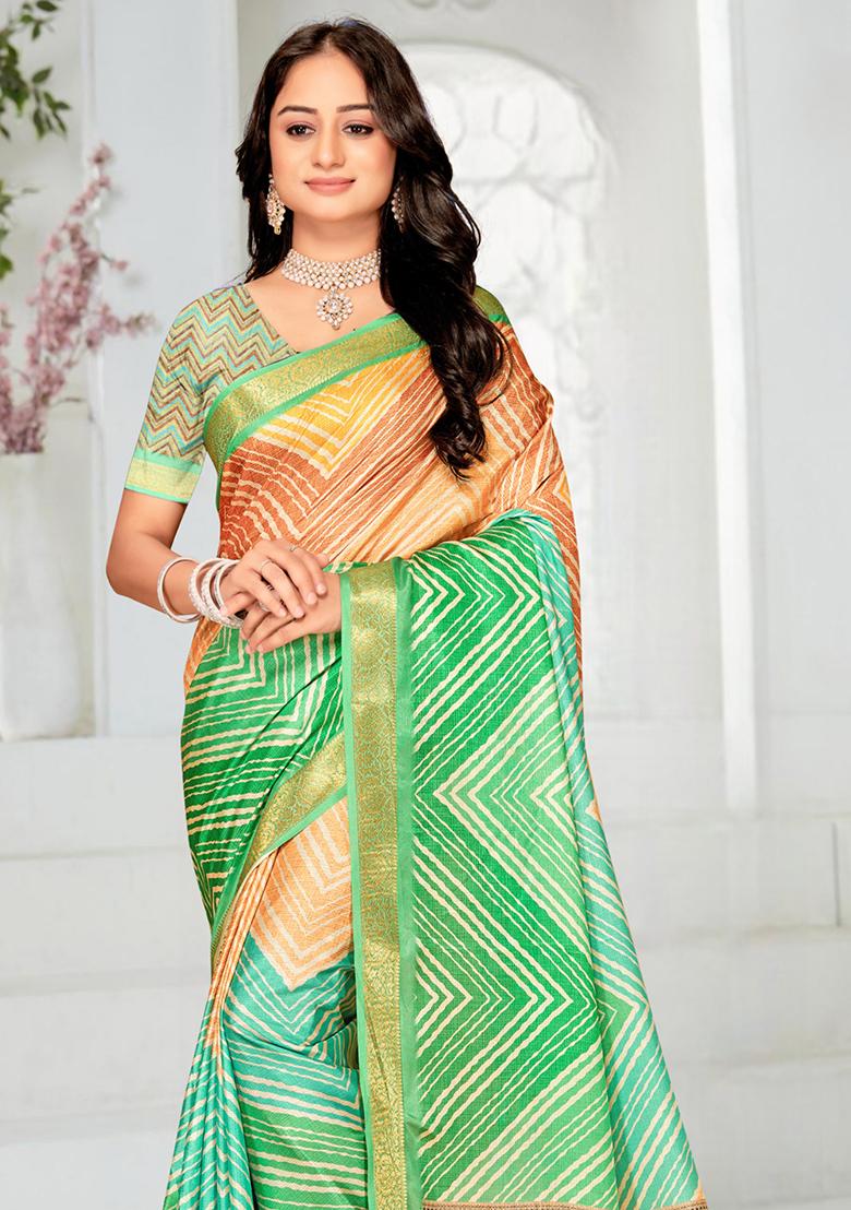Multi Colour Printed Silk Saree