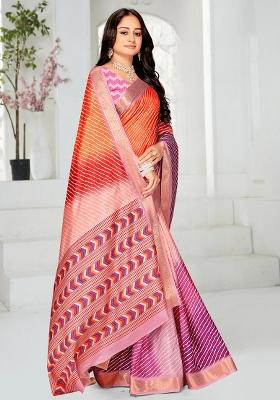 Multi Colour Printed Silk Saree