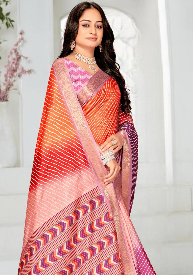 Multi Colour Printed Silk Saree