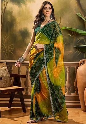 Multi Bandhani Georgette Saree Set