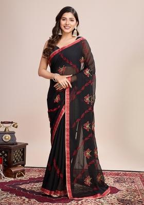 Red Dori Embroidery Georgette Saree Set