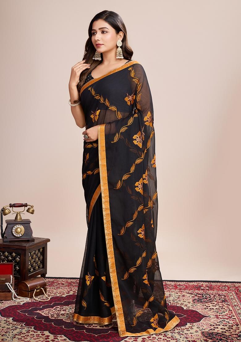 Yellow Dori Embroidery Georgette Saree Set