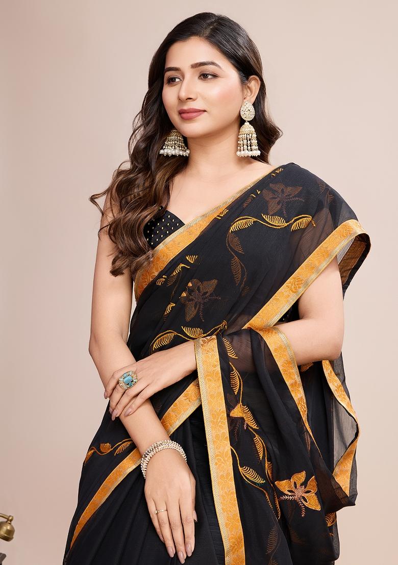 Yellow Dori Embroidery Georgette Saree Set