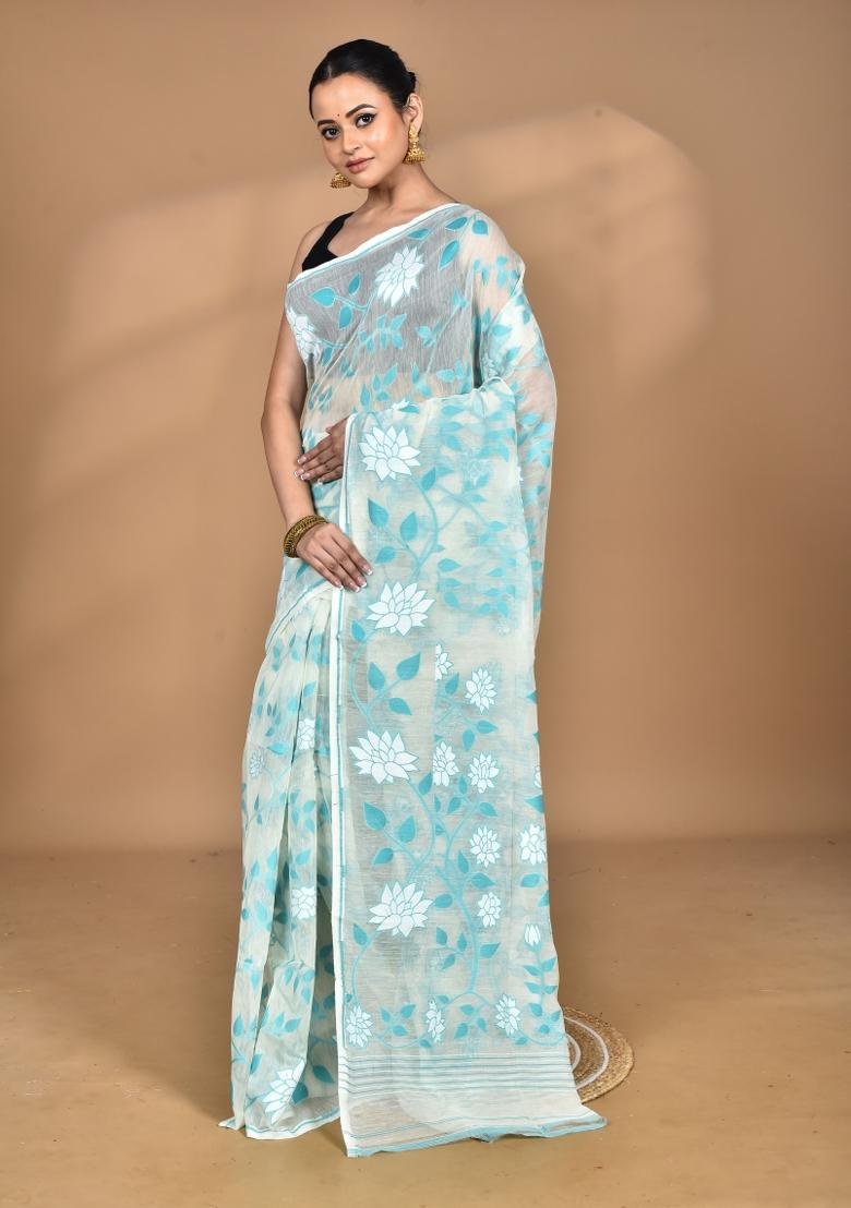 Beige Handloom Pure Cotton Saree Set