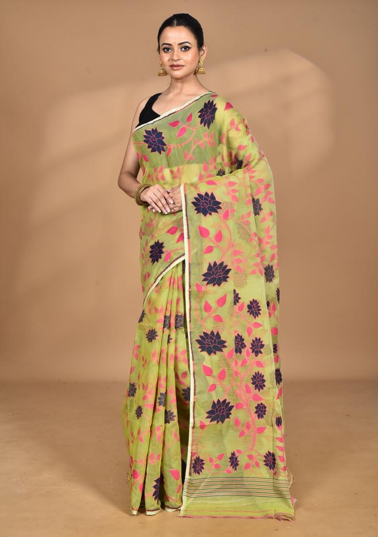 Green Handloom Pure Cotton Saree Set