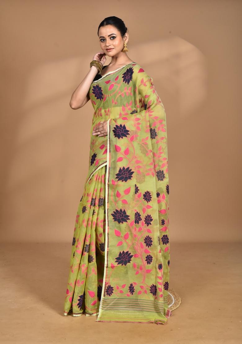 Green Handloom Pure Cotton Saree Set