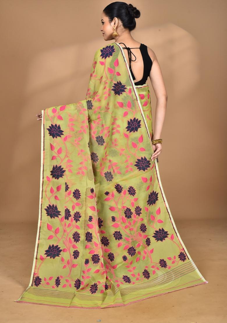 Green Handloom Pure Cotton Saree Set