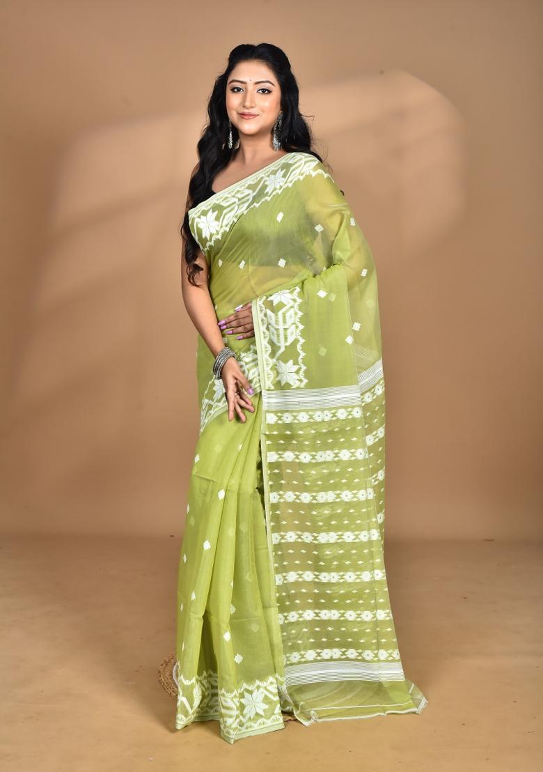 Green Handloom Pure Cotton Saree Set