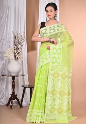 Green Handloom Pure Cotton Saree Set