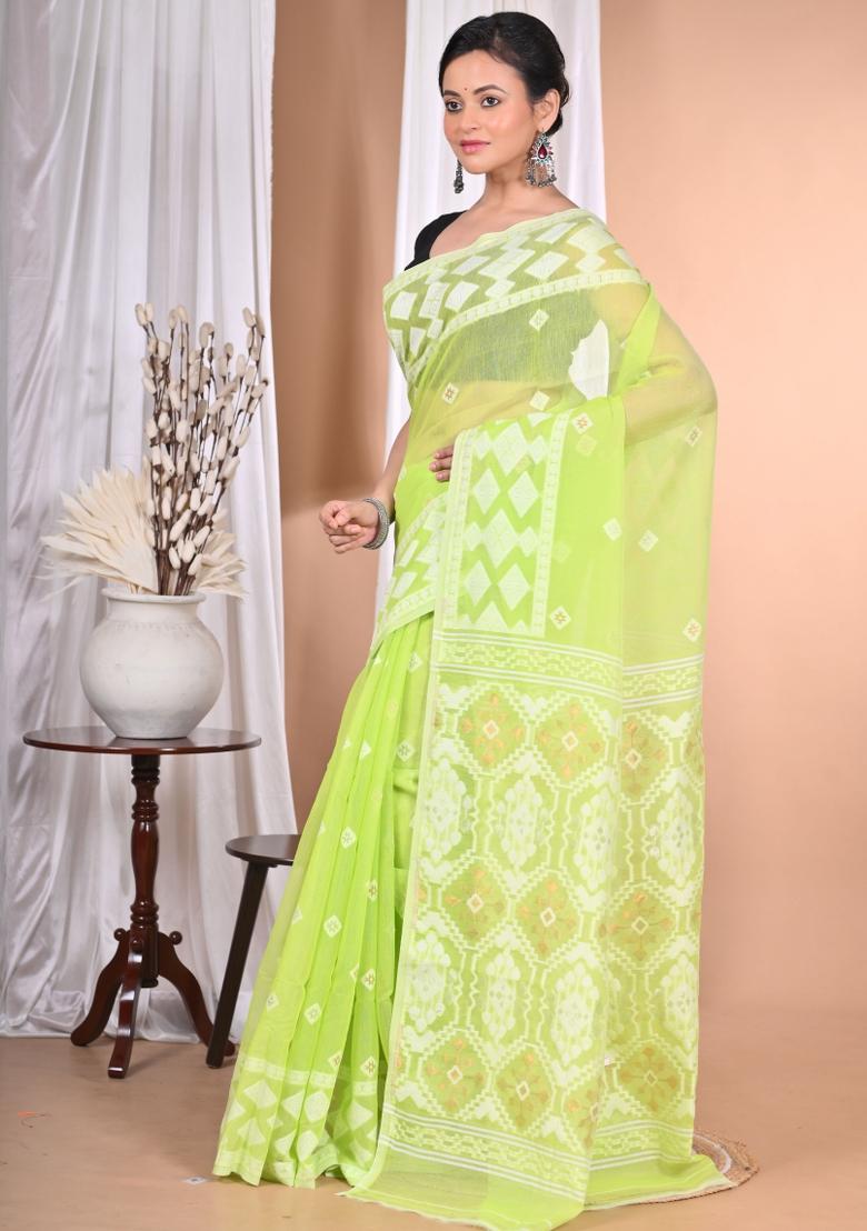 Green Handloom Pure Cotton Saree Set