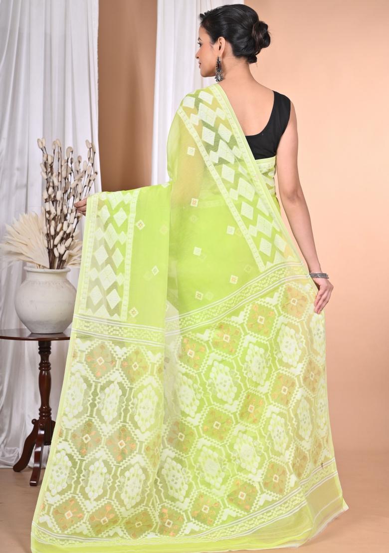 Green Handloom Pure Cotton Saree Set