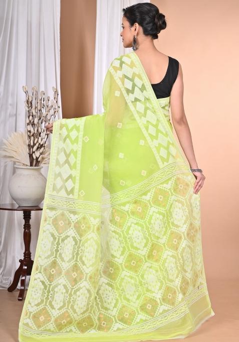 Green Handloom Pure Cotton Saree Set