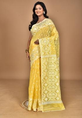 Yellow Handloom Pure Cotton Saree Set