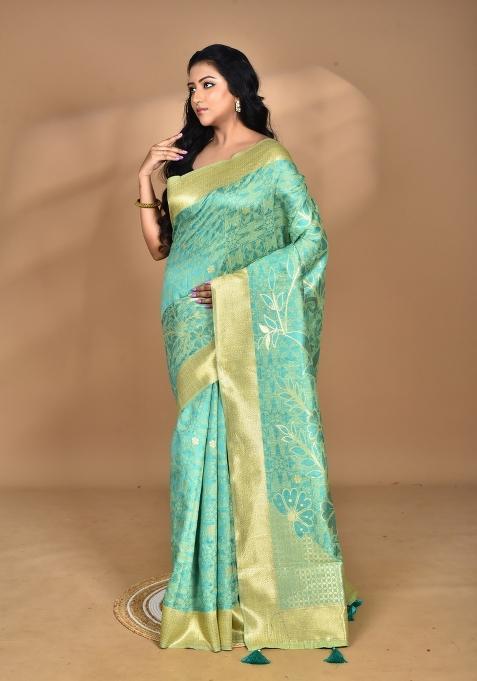 Green Handloom Sami Silk Saree Set
