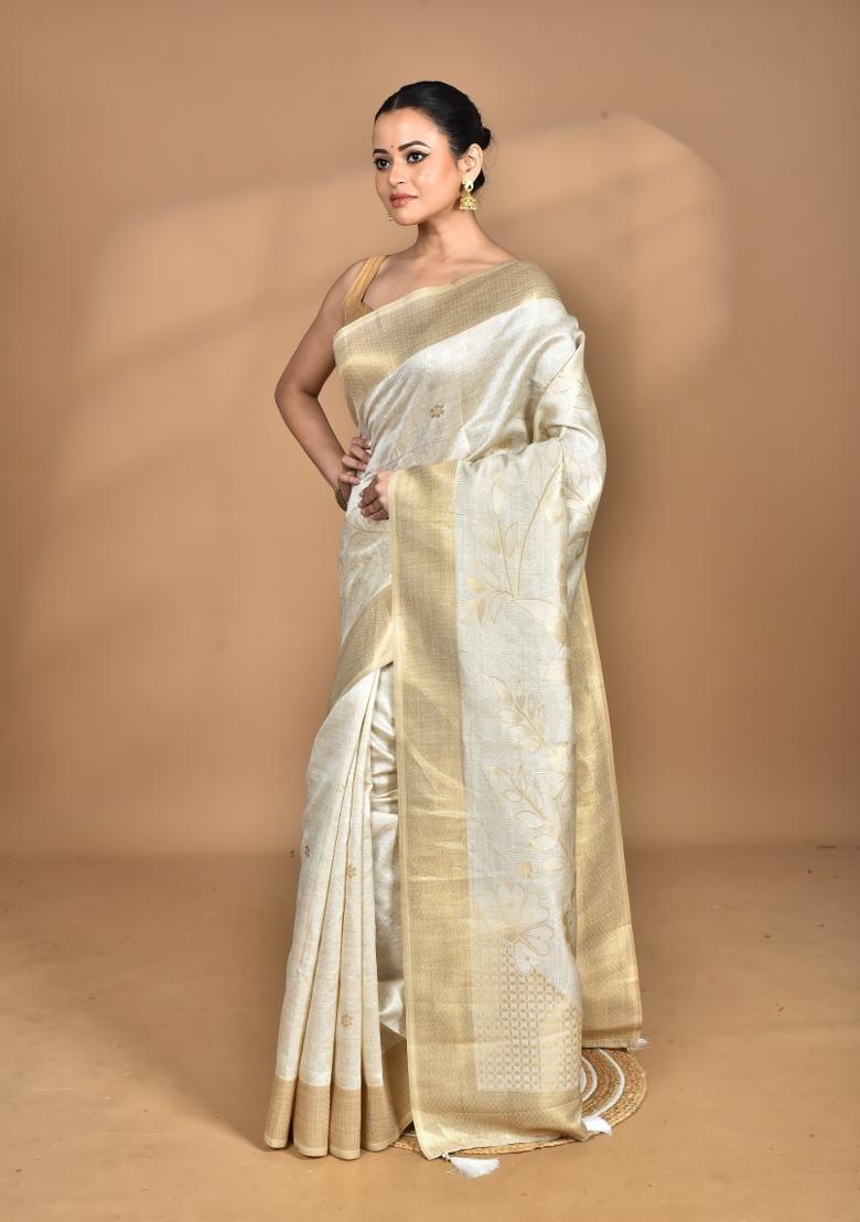 Off White Handloom Sami Silk Saree Set