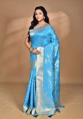 Blue Handloom Sami Silk Saree Set