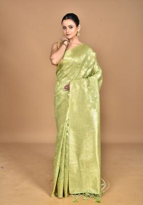 Green Banarsi Silk Chandari Saree Set
